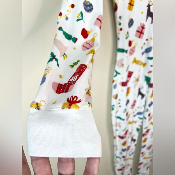 Mini Boden Button Front One Piece Christmas Holiday Pajamas 13 Y - Picture 4 of 9